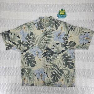 Tommy Bahama Hawaiian Camp Shirt Mens XL Blue Floral Linen Resort Casual
